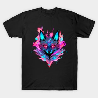 Fire fox, pink and blue T-Shirt